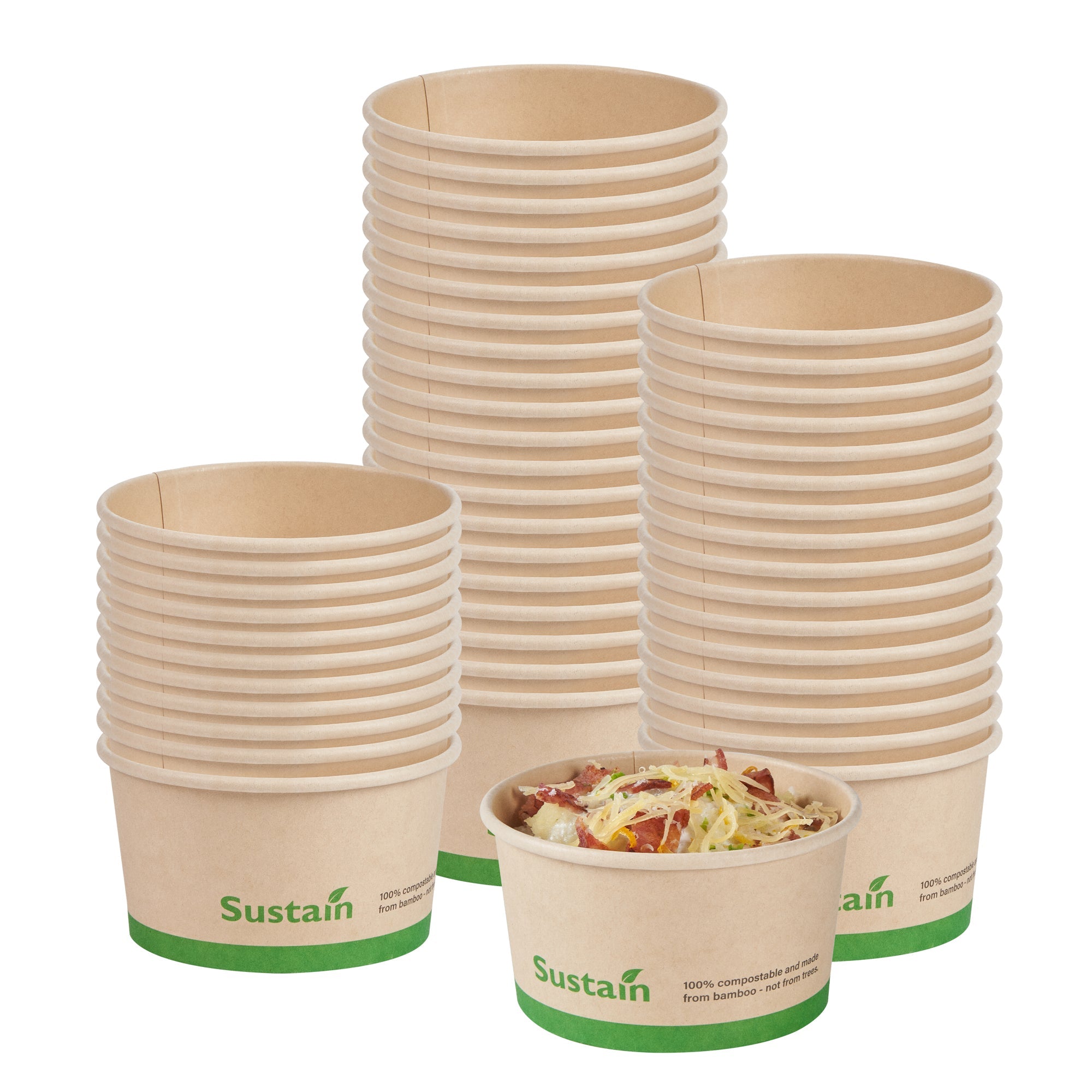Sustain 8 oz Round Bamboo Paper To Go Cup - with PLA Lining, Compostable - 3 3/4" x 3 3/4" x 2 1/4" - 50 count box