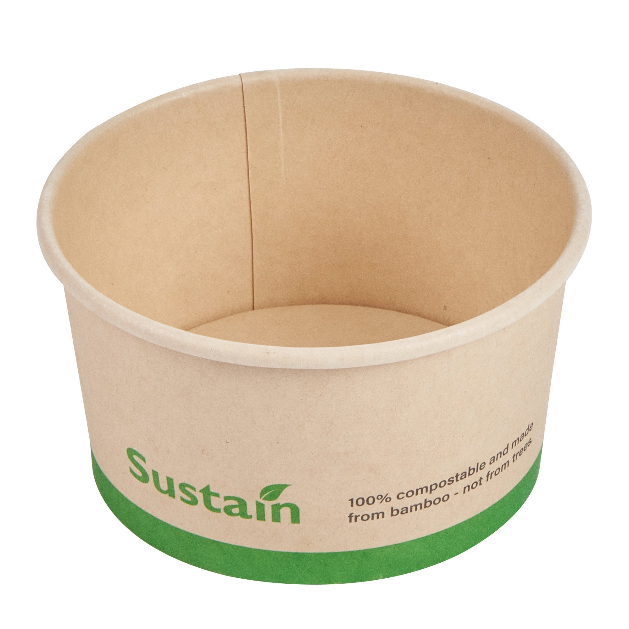 Sustain 8 oz Round Bamboo Paper To Go Cup - with PLA Lining, Compostable - 3 3/4" x 3 3/4" x 2 1/4" - 200 count box