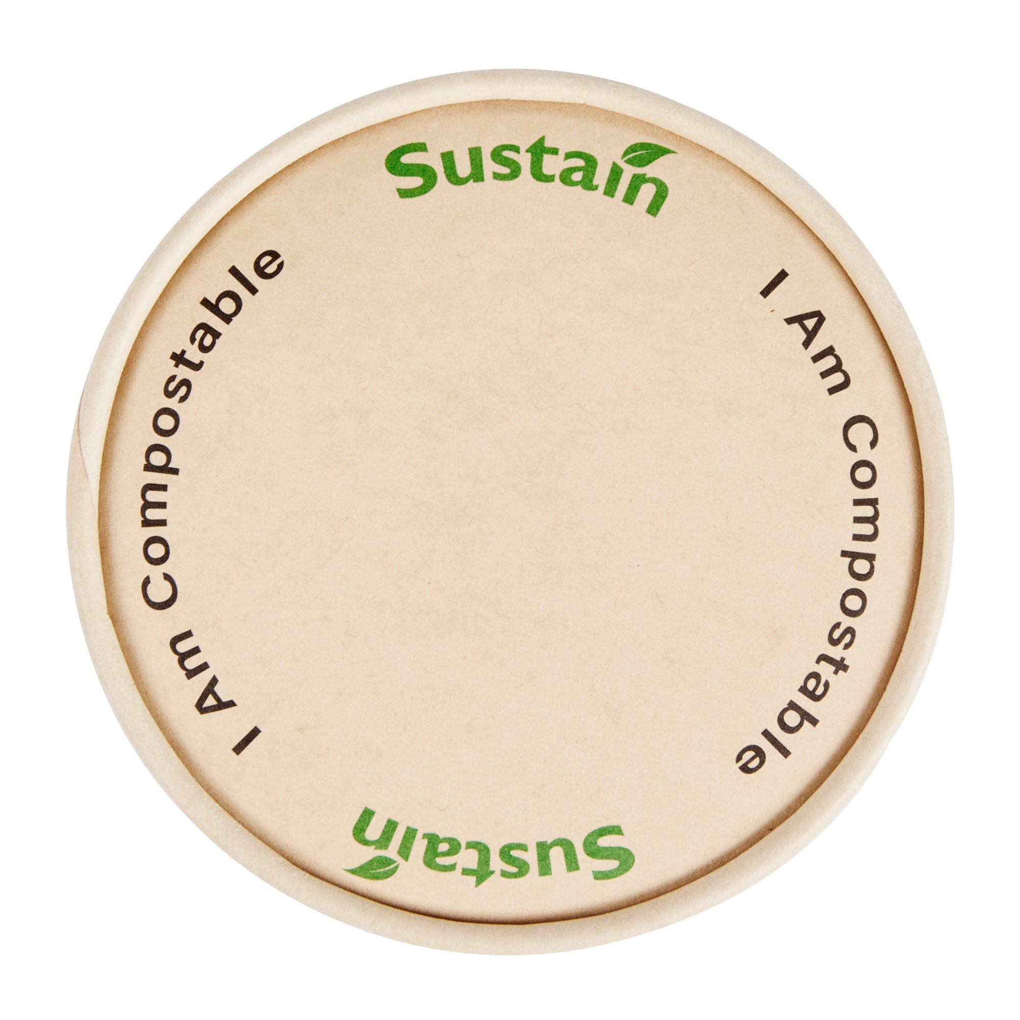 Sustain Round Bamboo Paper To Go Cup Lid - with PLA Lining, Fits 12 oz - 50 count box