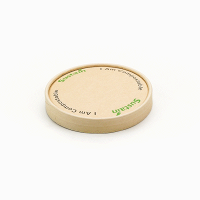Sustain Round Bamboo Paper To Go Cup Lid - with PLA Lining, Fits 12 oz - 200 count box