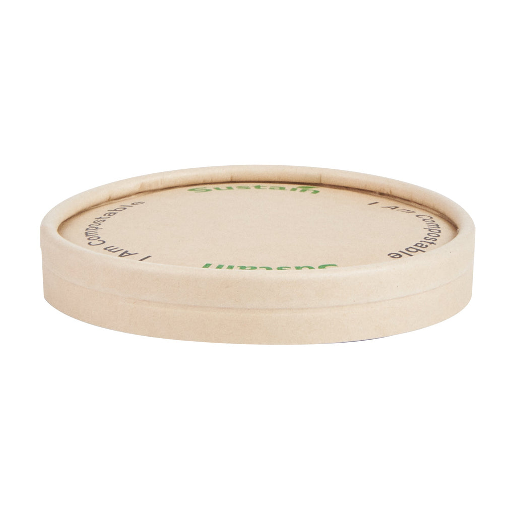 Sustain Round Bamboo Paper To Go Cup Lid - with PLA Lining, Fits 8 oz - 50 count box