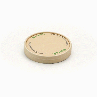 Sustain Round Bamboo Paper To Go Cup Lid - with PLA Lining, Fits 8 oz - 200 count box
