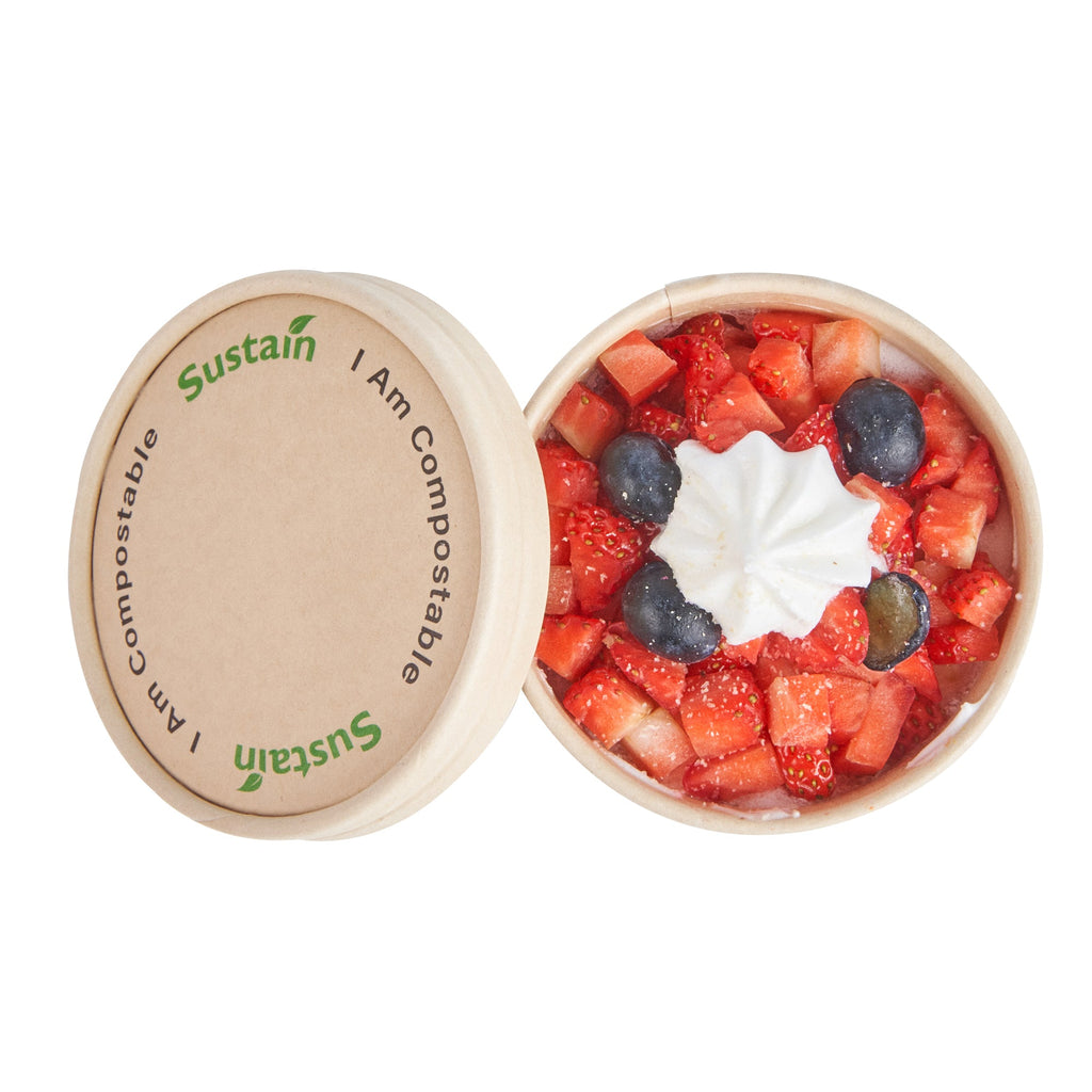 Sustain Round Bamboo Paper To Go Cup Lid - with PLA Lining, Fits 5 oz - 50 count box