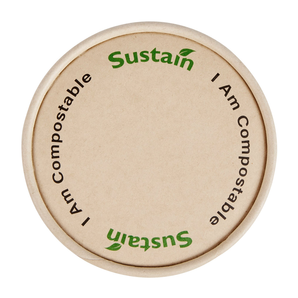 Sustain Round Bamboo Paper To Go Cup Lid - with PLA Lining, Fits 5 oz - 50 count box