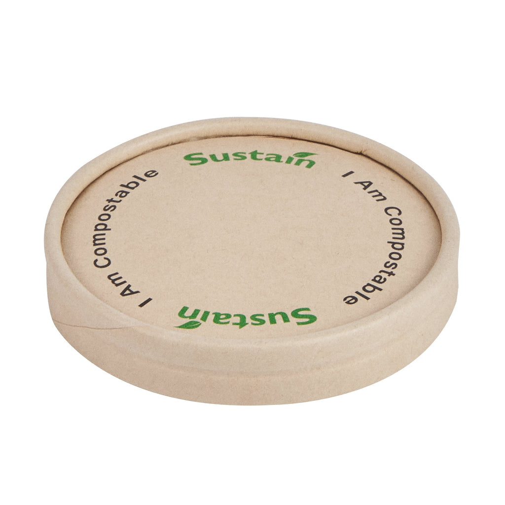 Sustain Round Bamboo Paper To Go Cup Lid - with PLA Lining, Fits 3 and 4 oz - 50 count box
