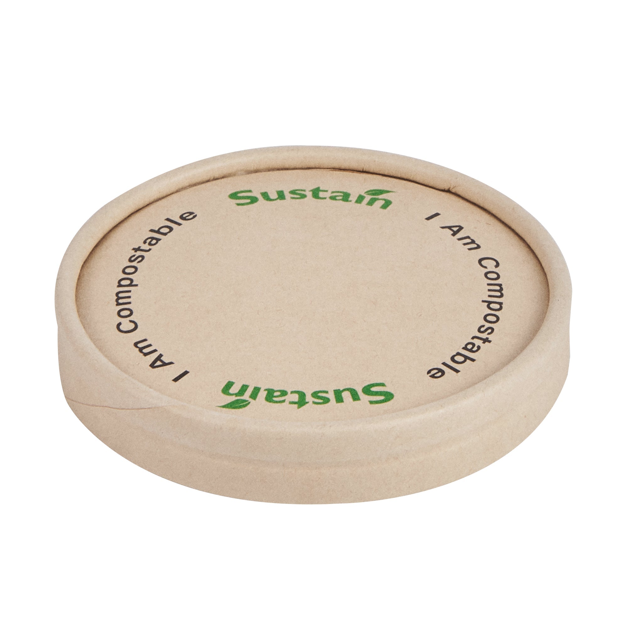 Sustain Round Bamboo Paper To Go Cup Lid - with PLA Lining, Fits 3 and 4 oz - 50 count box
