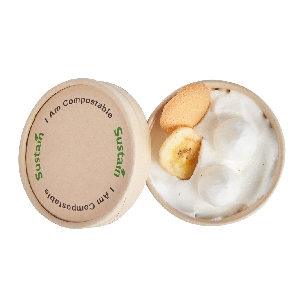 Sustain Round Bamboo Paper To Go Cup Lid - with PLA Lining, Fits 3 and 4 oz - 50 count box