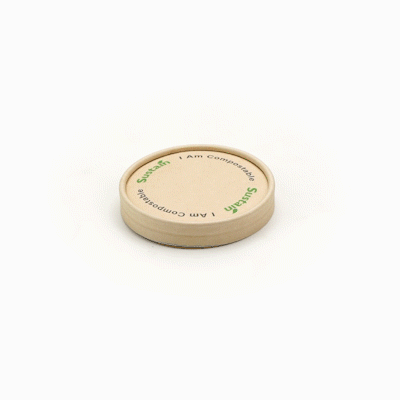 Sustain Round Bamboo Paper To Go Cup Lid - with PLA Lining, Fits 3 and 4 oz - 50 count box