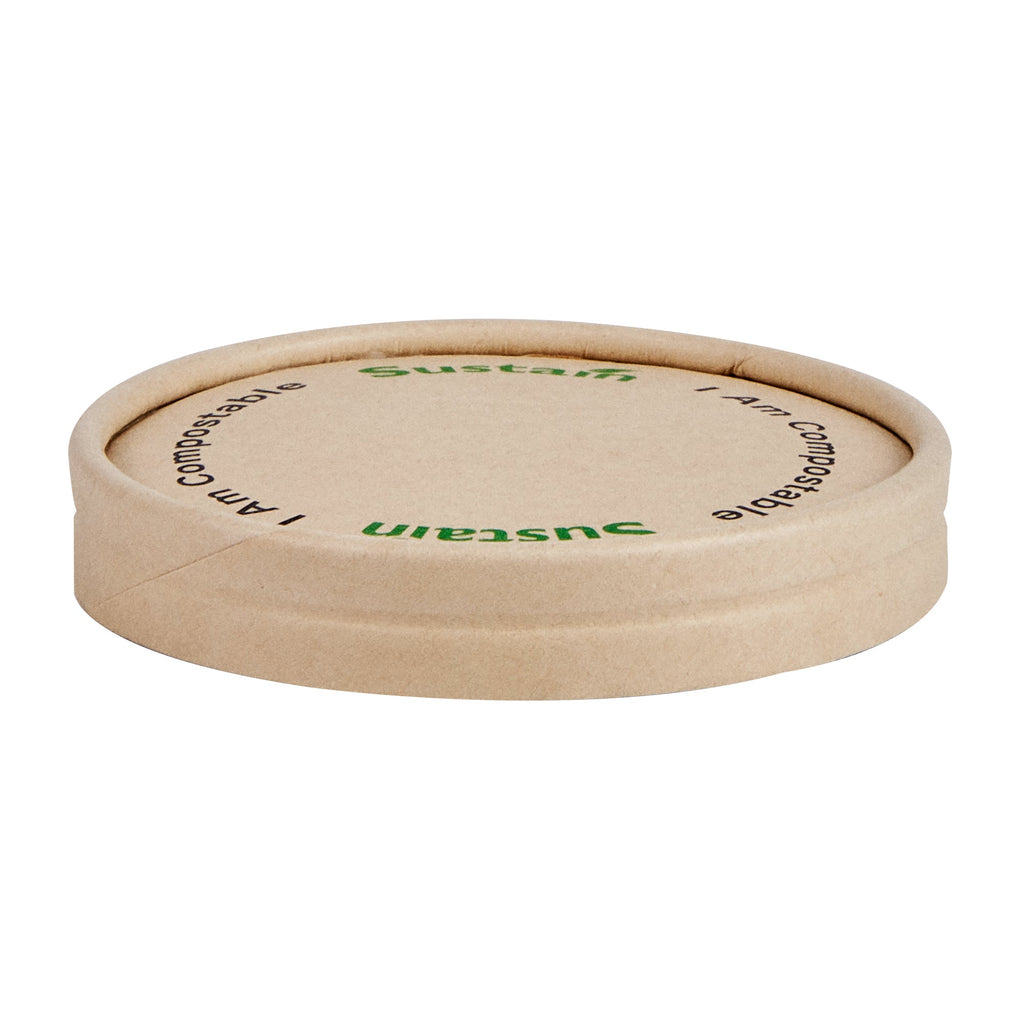 Sustain Round Bamboo Paper To Go Cup Lid - with PLA Lining, Fits 3 and 4 oz - 50 count box