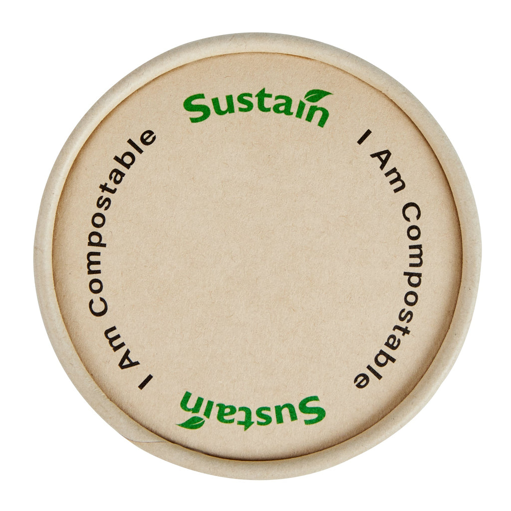 Sustain Round Bamboo Paper To Go Cup Lid - with PLA Lining, Fits 3 and 4 oz - 50 count box