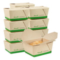 Sustain 30 oz Rectangle Bamboo Paper #1 Bio Box Take Out Container - with PLA Lining, Compostable - 5" x 4" x 2 1/2" - 50 count box