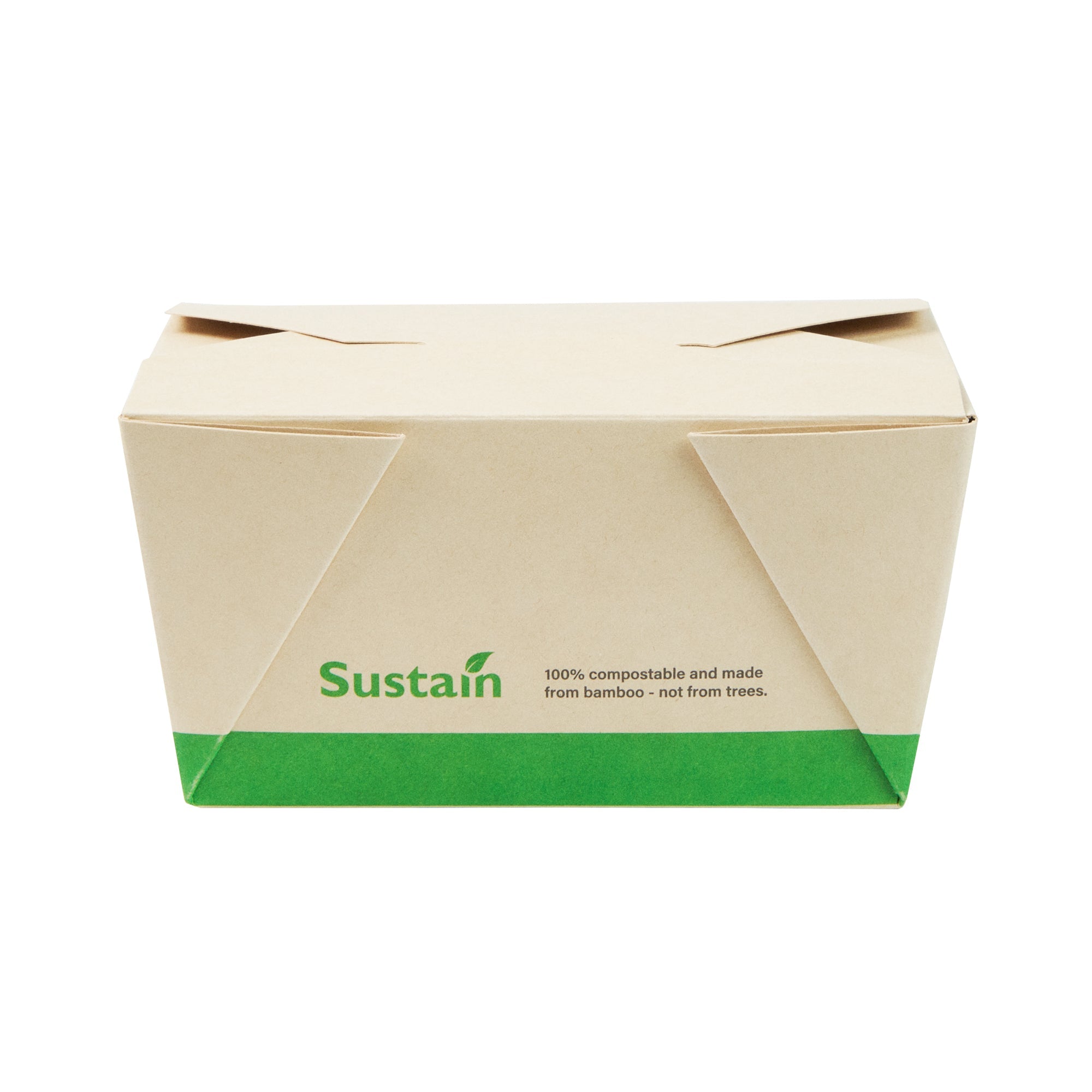 Sustain 30 oz Rectangle Bamboo Paper #1 Bio Box Take Out Container - with PLA Lining, Compostable - 5" x 4" x 2 1/2" - 200 count box