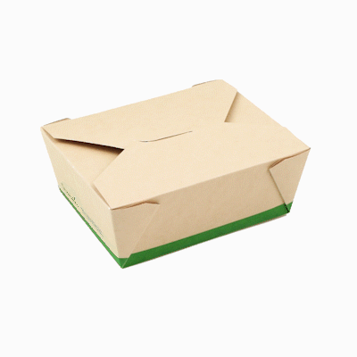 Sustain 45 oz Rectangle Bamboo Paper #8 Bio Box Take Out Container - with PLA Lining, Compostable - 6 3/4" x 5 1/2" x 2 1/2" - 50 count box