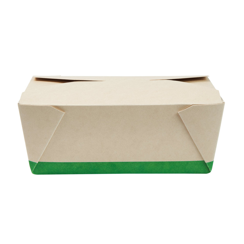 Sustain 45 oz Rectangle Bamboo Paper #8 Bio Box Take Out Container - with PLA Lining, Compostable - 6 3/4" x 5 1/2" x 2 1/2" - 50 count box