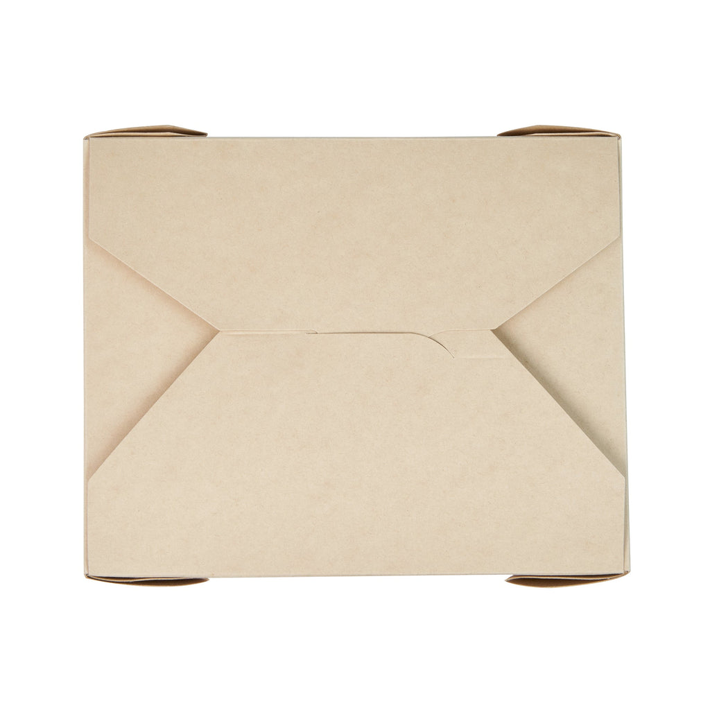 Sustain 45 oz Rectangle Bamboo Paper #8 Bio Box Take Out Container - with PLA Lining, Compostable - 6 3/4" x 5 1/2" x 2 1/2" - 50 count box