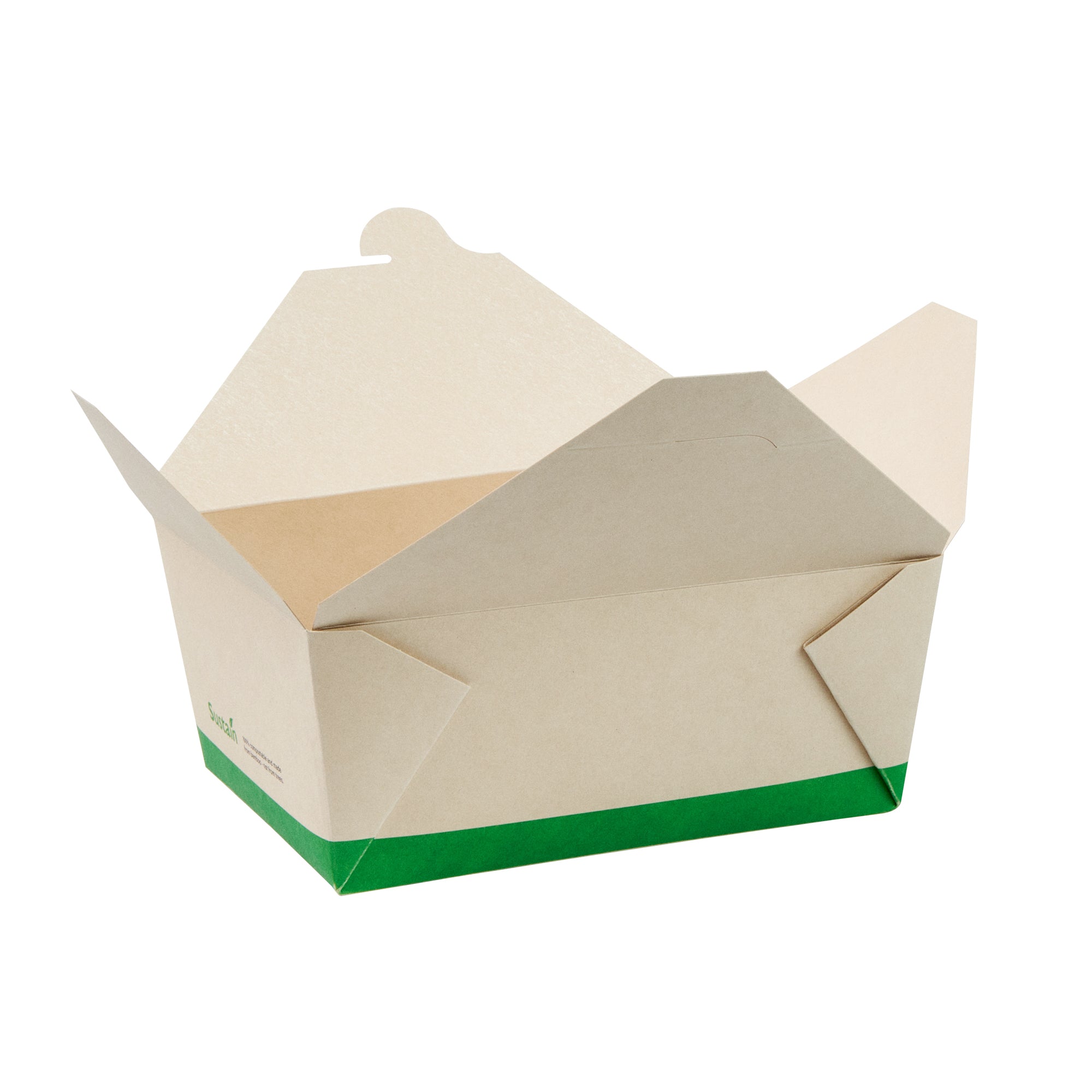 Sustain 98 oz Rectangle Bamboo Paper #4 Bio Box Take Out Container - with PLA Lining, Compostable - 8 1/2" x 6 1/4" x 3 1/2" - 50 count box