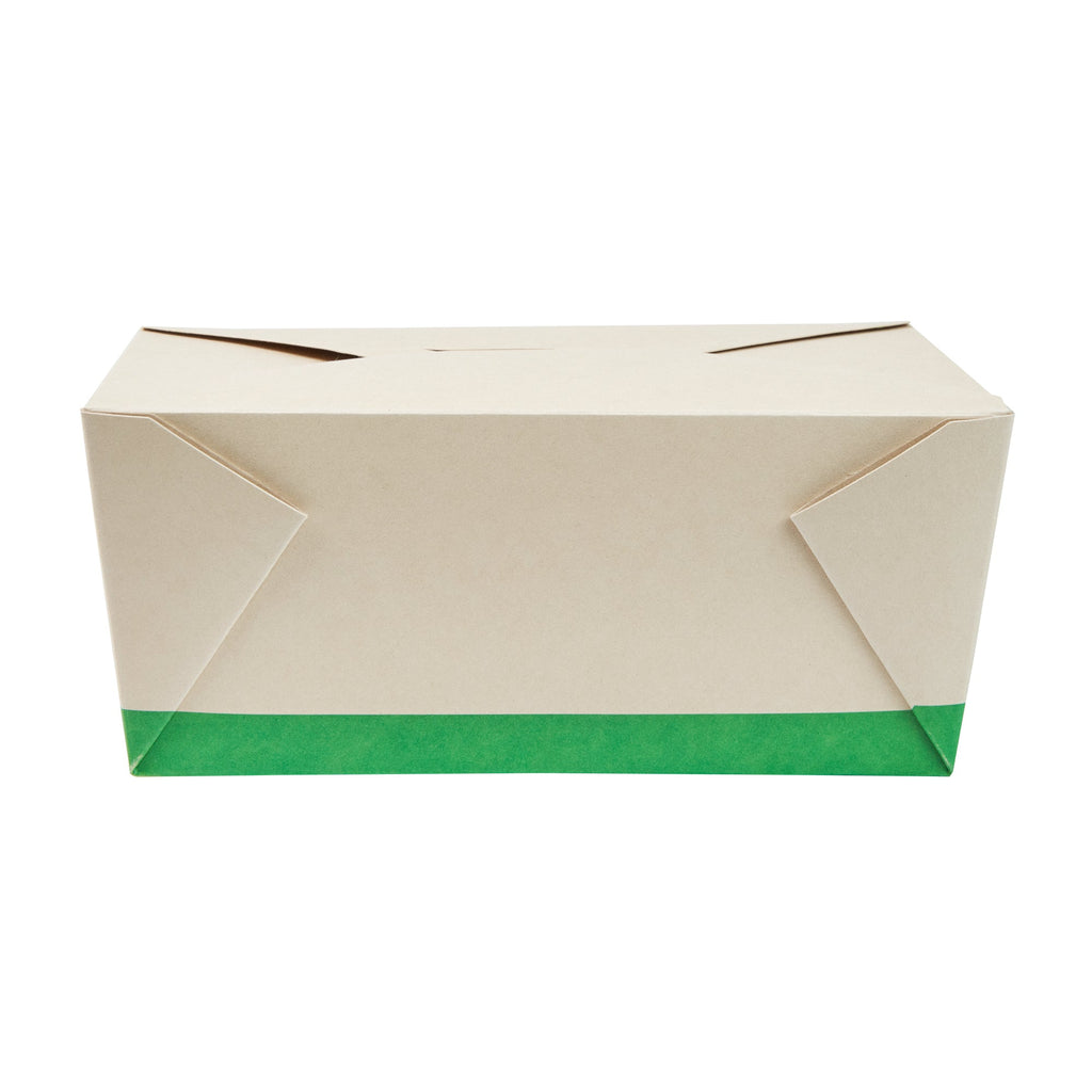 Sustain 98 oz Rectangle Bamboo Paper #4 Bio Box Take Out Container - with PLA Lining, Compostable - 8 1/2" x 6 1/4" x 3 1/2" - 50 count box