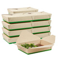 Sustain 49 oz Rectangle Bamboo Paper #2 Bio Box Take Out Container - with PLA Lining, Compostable - 8 1/2" x 6 1/4" x 2" - 50 count box