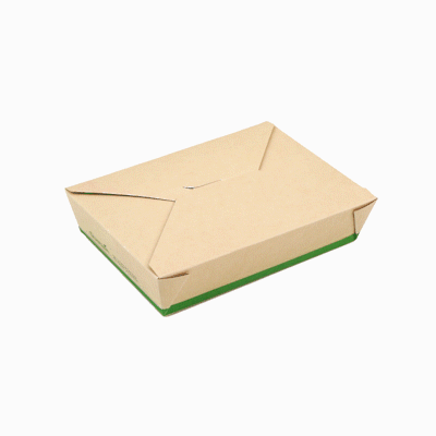 Sustain 49 oz Rectangle Bamboo Paper #2 Bio Box Take Out Container - with PLA Lining, Compostable - 8 1/2" x 6 1/4" x 2" - 50 count box