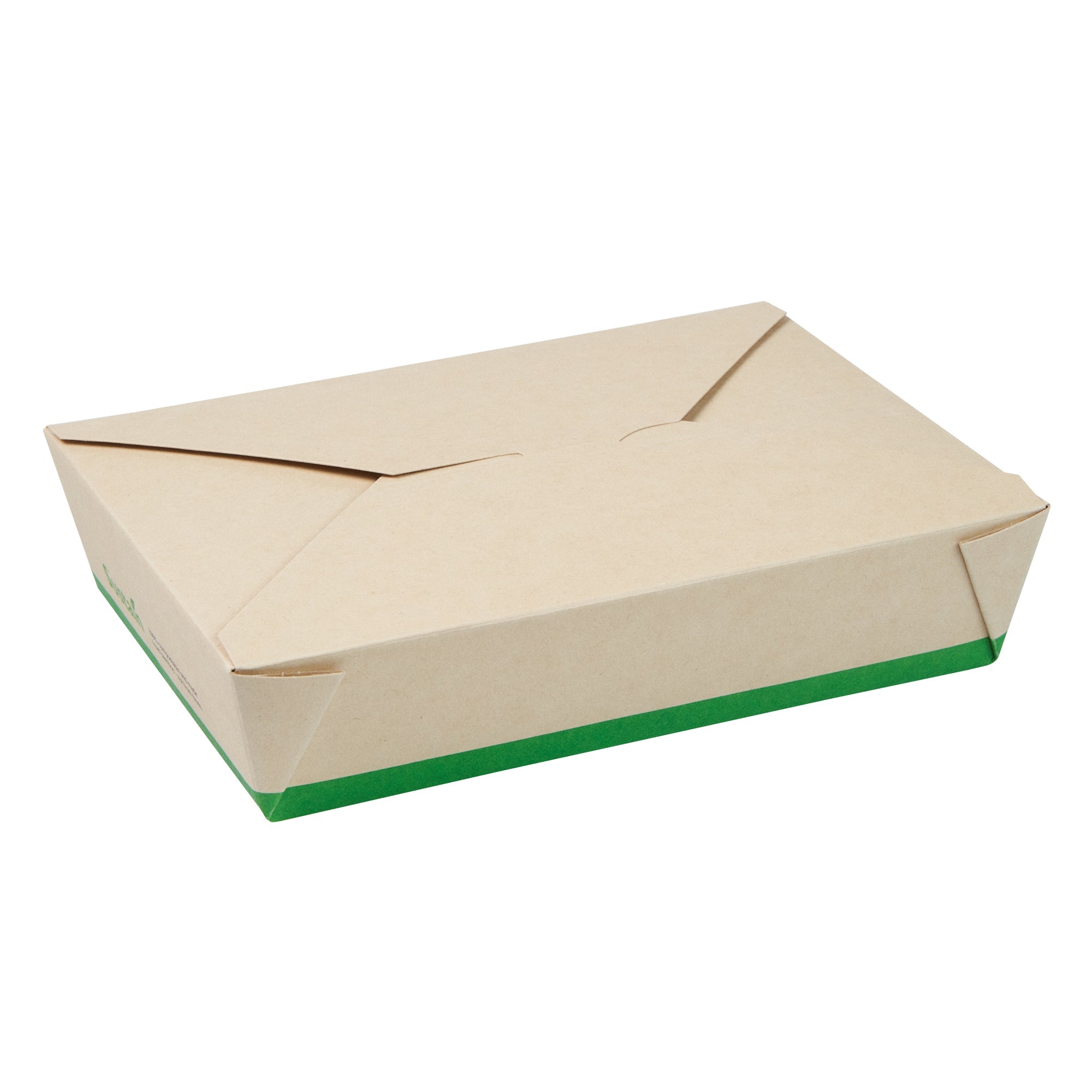 Sustain 49 oz Rectangle Bamboo Paper #2 Bio Box Take Out Container - with PLA Lining, Compostable - 8 1/2" x 6 1/4" x 2" - 50 count box