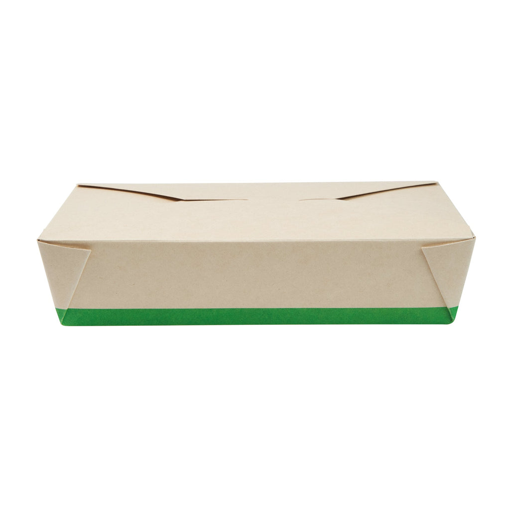 Sustain 49 oz Rectangle Bamboo Paper #2 Bio Box Take Out Container - with PLA Lining, Compostable - 8 1/2" x 6 1/4" x 2" - 50 count box