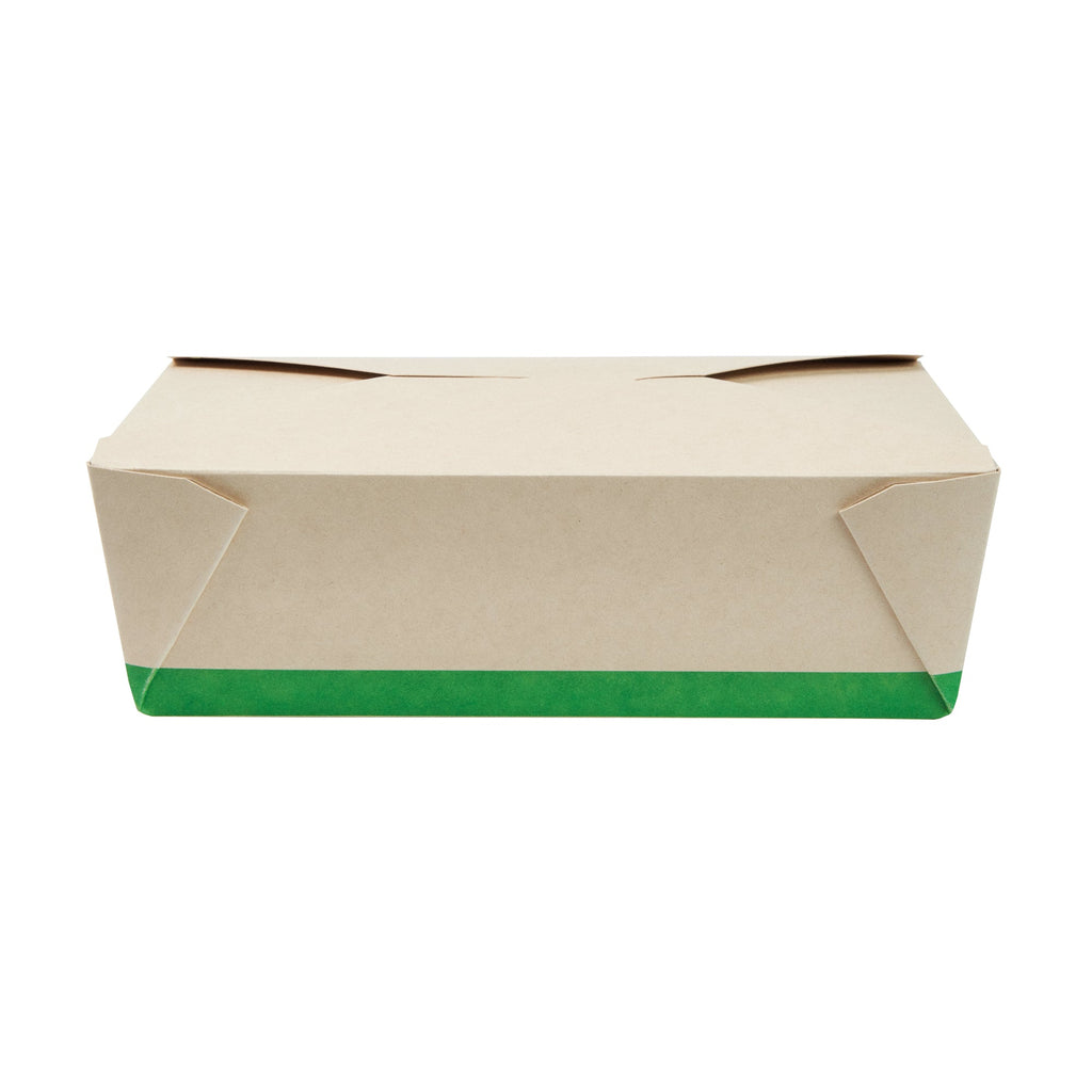 Sustain 71 oz Rectangle Bamboo Paper #3 Bio Box Take Out Container - with PLA Lining, Compostable - 8 1/2" x 6 1/4" x 2 1/2" - 200 count box