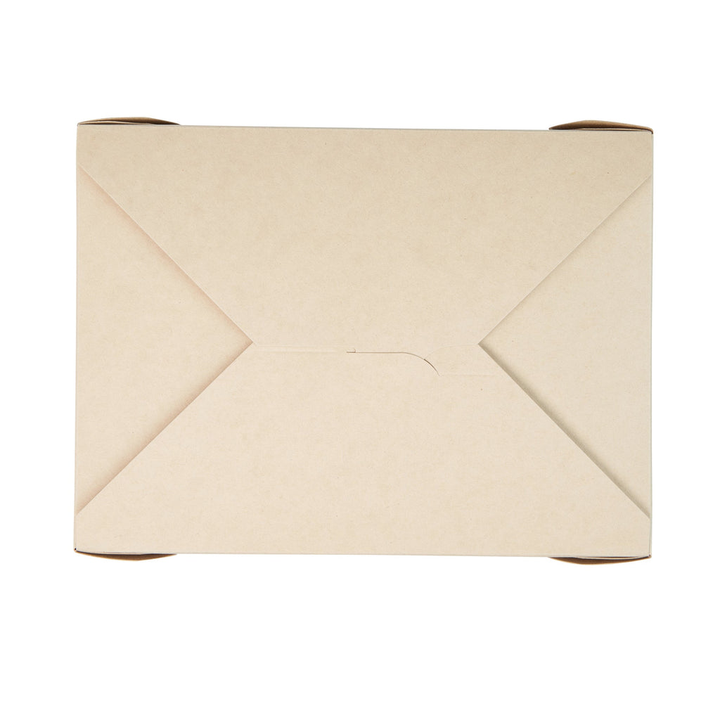 Sustain 71 oz Rectangle Bamboo Paper #3 Bio Box Take Out Container - with PLA Lining, Compostable - 8 1/2" x 6 1/4" x 2 1/2" - 200 count box