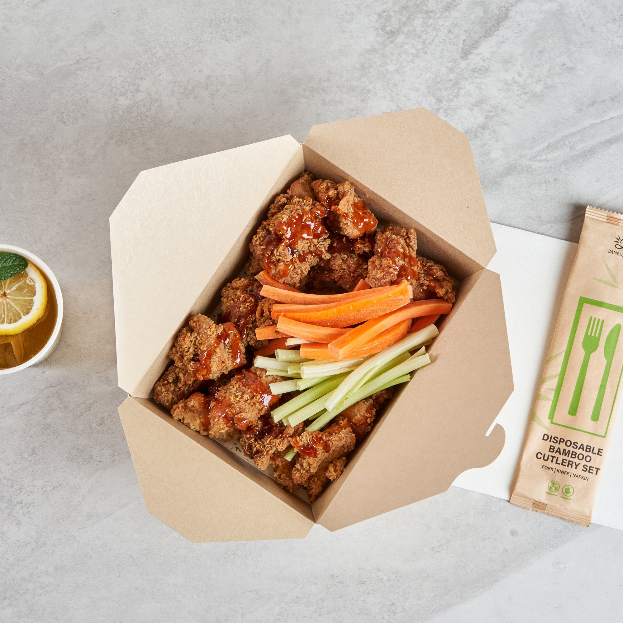 Sustain 71 oz Rectangle Bamboo Paper #3 Bio Box Take Out Container - with PLA Lining, Compostable - 8 1/2" x 6 1/4" x 2 1/2" - 200 count box