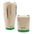 Sustain 16 oz Round Bamboo Paper Noodle Take Out Container - with PLA Lining, Compostable - 3 1/4" x 3" x 4" - 50 count box