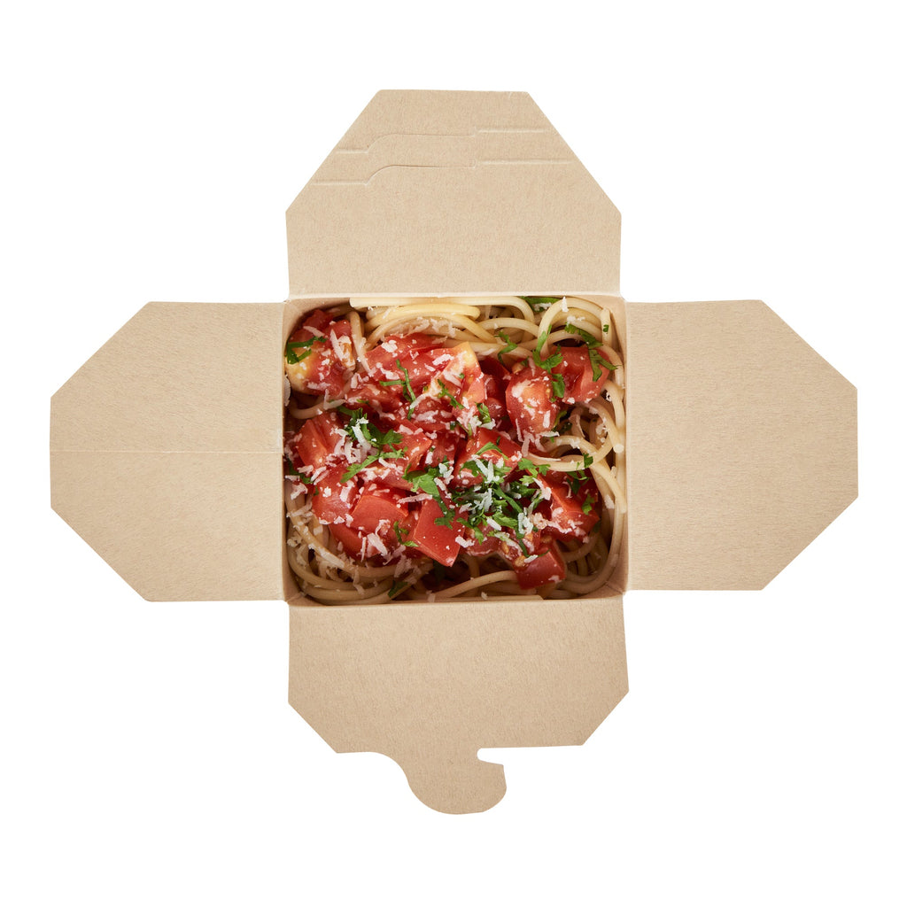 Sustain 26 oz Round Bamboo Paper Noodle Take Out Container - with PLA Lining, Compostable - 4" x 3 1/2" x 3 3/4" - 200 count box