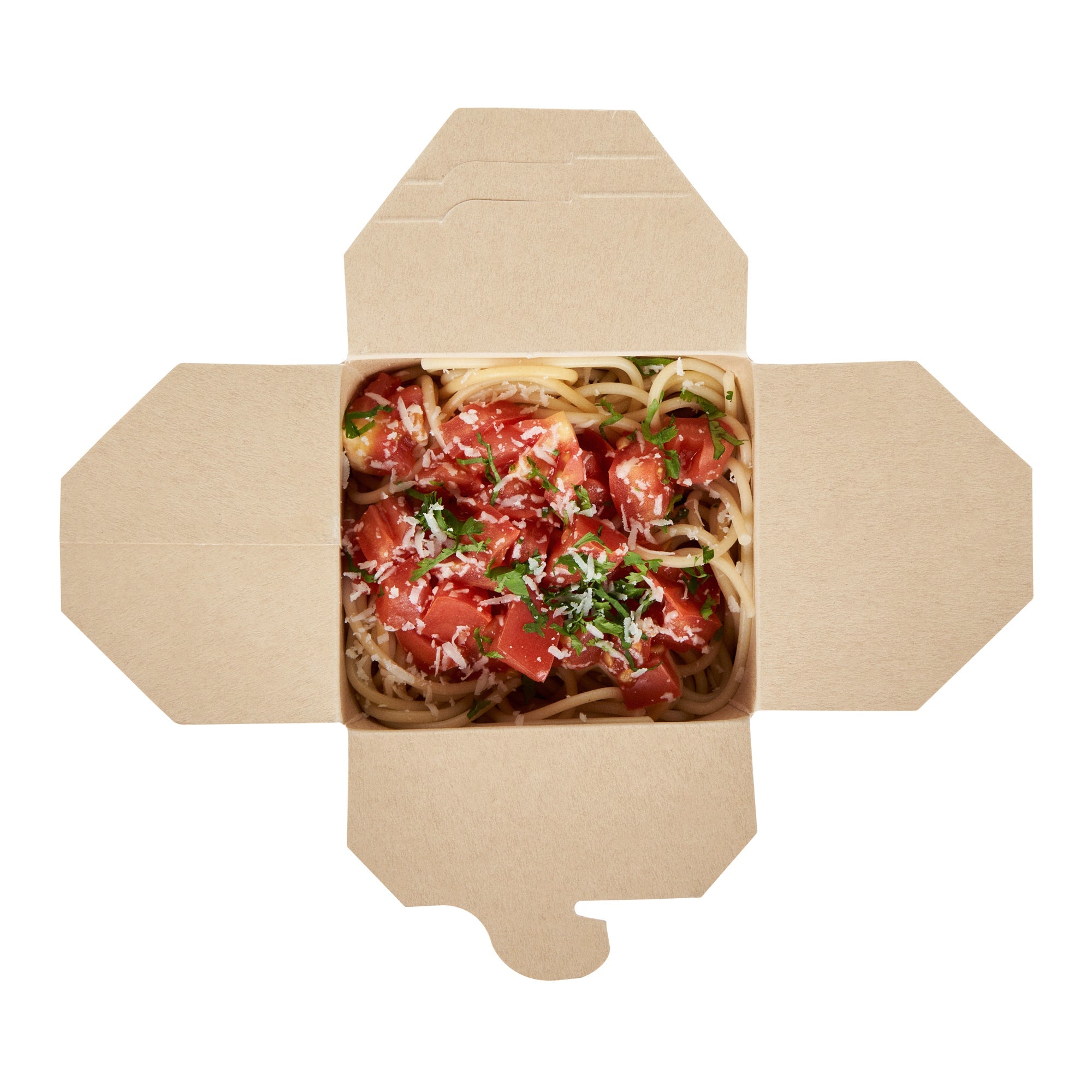 Sustain 26 oz Round Bamboo Paper Noodle Take Out Container - with PLA Lining, Compostable - 4" x 3 1/2" x 3 3/4" - 200 count box