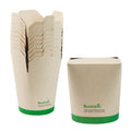 Sustain 32 oz Round Bamboo Paper Noodle Take Out Container - with PLA Lining, Compostable - 4" x 3 1/2" x 4 1/2" - 200 count box