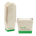 Sustain 8 oz Square Bamboo Paper Noodle Take Out Container - with PLA Lining, Compostable - 2 3/4" x 2 1/4" x 2 1/2" - 50 count box