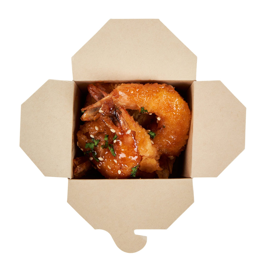Sustain 8 oz Square Bamboo Paper Noodle Take Out Container - with PLA Lining, Compostable - 2 3/4" x 2 1/4" x 2 1/2" - 50 count box