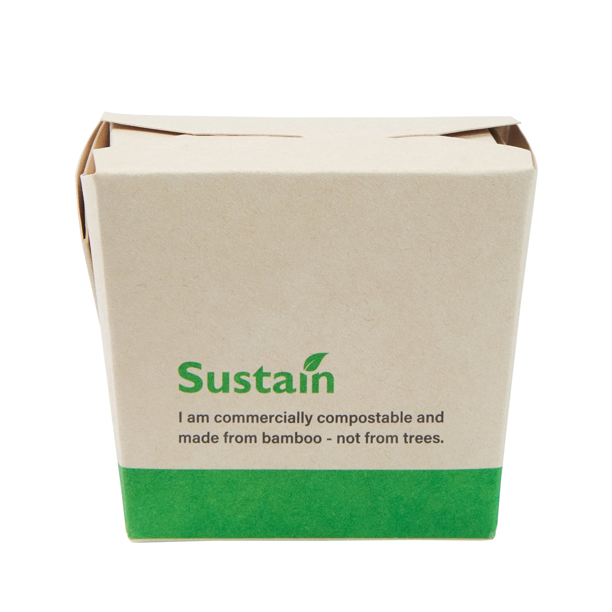 Sustain 8 oz Square Bamboo Paper Noodle Take Out Container - with PLA Lining, Compostable - 2 3/4" x 2 1/4" x 2 1/2" - 50 count box