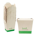 Sustain 16 oz Square Bamboo Paper Noodle Take Out Container - with PLA Lining, Compostable - 3 1/2" x 3" x 3 1/4" - 50 count box