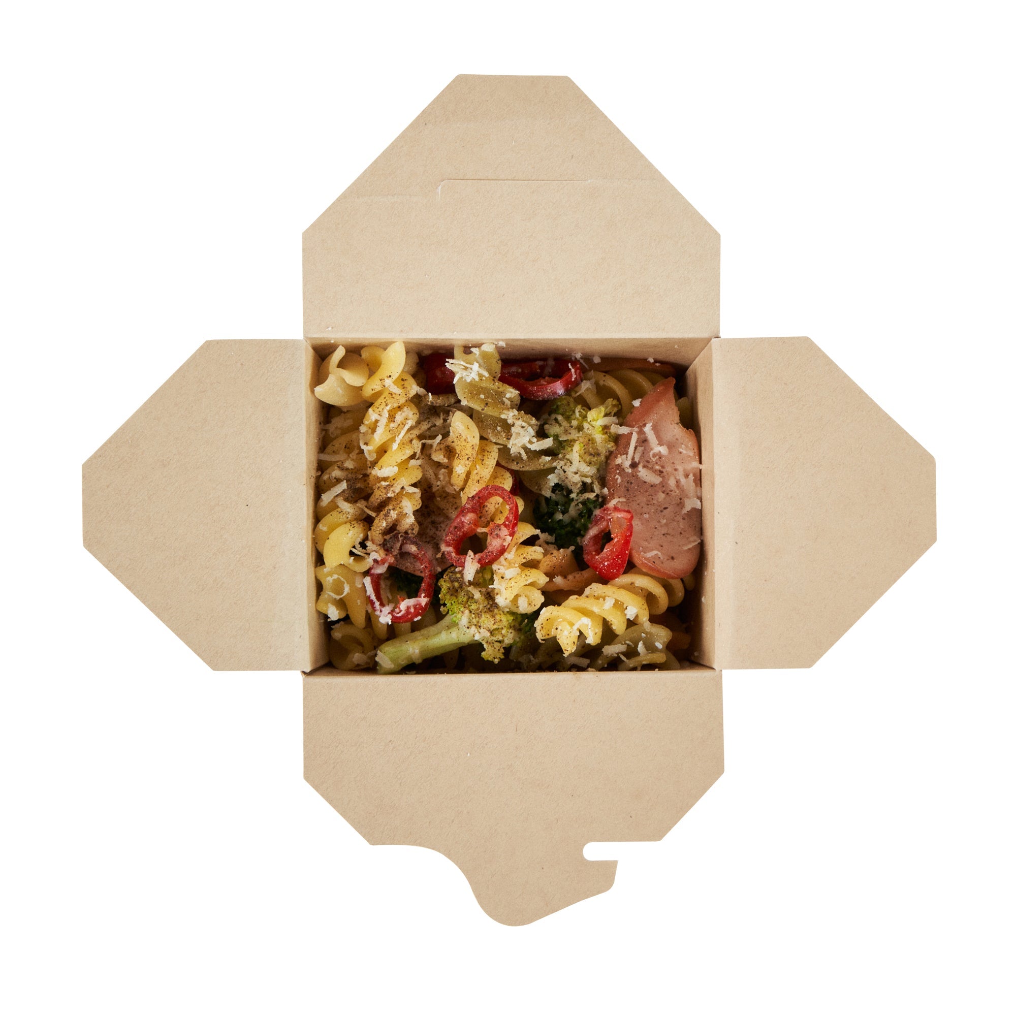 Sustain 16 oz Square Bamboo Paper Noodle Take Out Container - with PLA Lining, Compostable - 3 1/2" x 3" x 3 1/4" - 200 count box