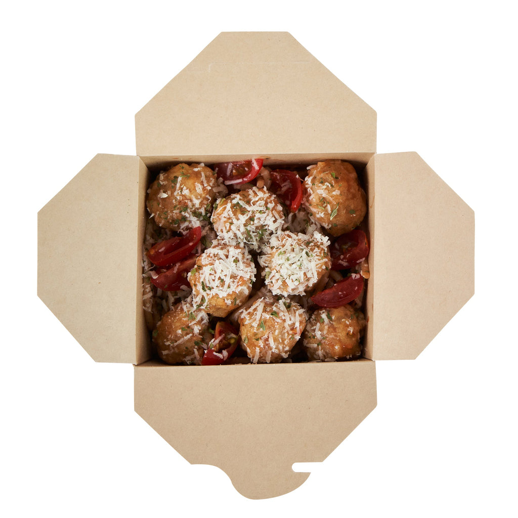 Sustain 26 oz Square Bamboo Paper Noodle Take Out Container - with PLA Lining, Compostable - 4" x 3 1/2" x 4" - 50 count box