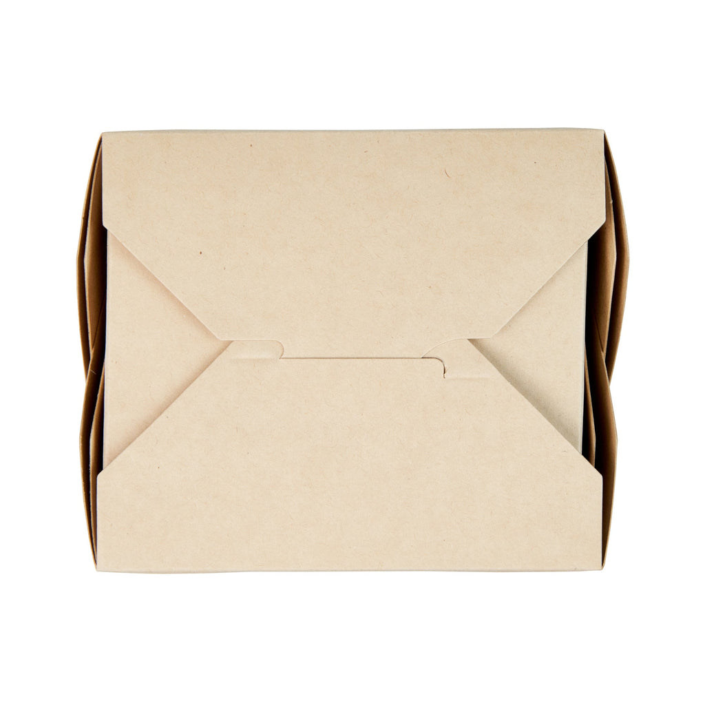 Sustain 26 oz Square Bamboo Paper Noodle Take Out Container - with PLA Lining, Compostable - 4" x 3 1/2" x 4" - 50 count box