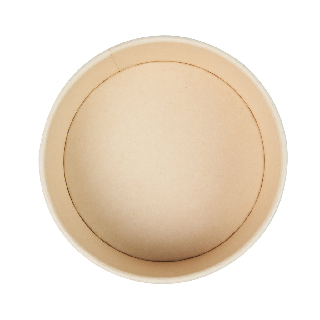 Sustain 25 oz Round Bamboo Paper Salad Container - with PLA Lining, Compostable - 6" x 6" x 2 1/2" - 200 count box