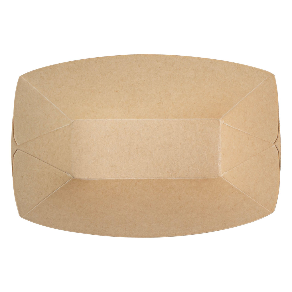 Sustain 2 oz Bamboo Paper Food Tray / Boat - with PLA Lining, Compostable - 2" x 3/4" x 1 1/4" - 50 count box
