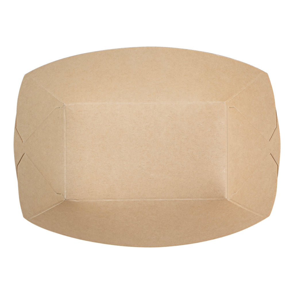 Sustain 6 oz Bamboo Paper #40 Food Tray / Boat - with PLA Lining, Compostable - 3 1/4" x 2" x 1 1/2" - 50 count box