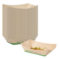 Sustain 1/2 lb Bamboo Paper #50 Food Tray / Boat - with PLA Lining, Compostable - 4 1/4" x 2 3/4" x 1 1/2" - 50 count box