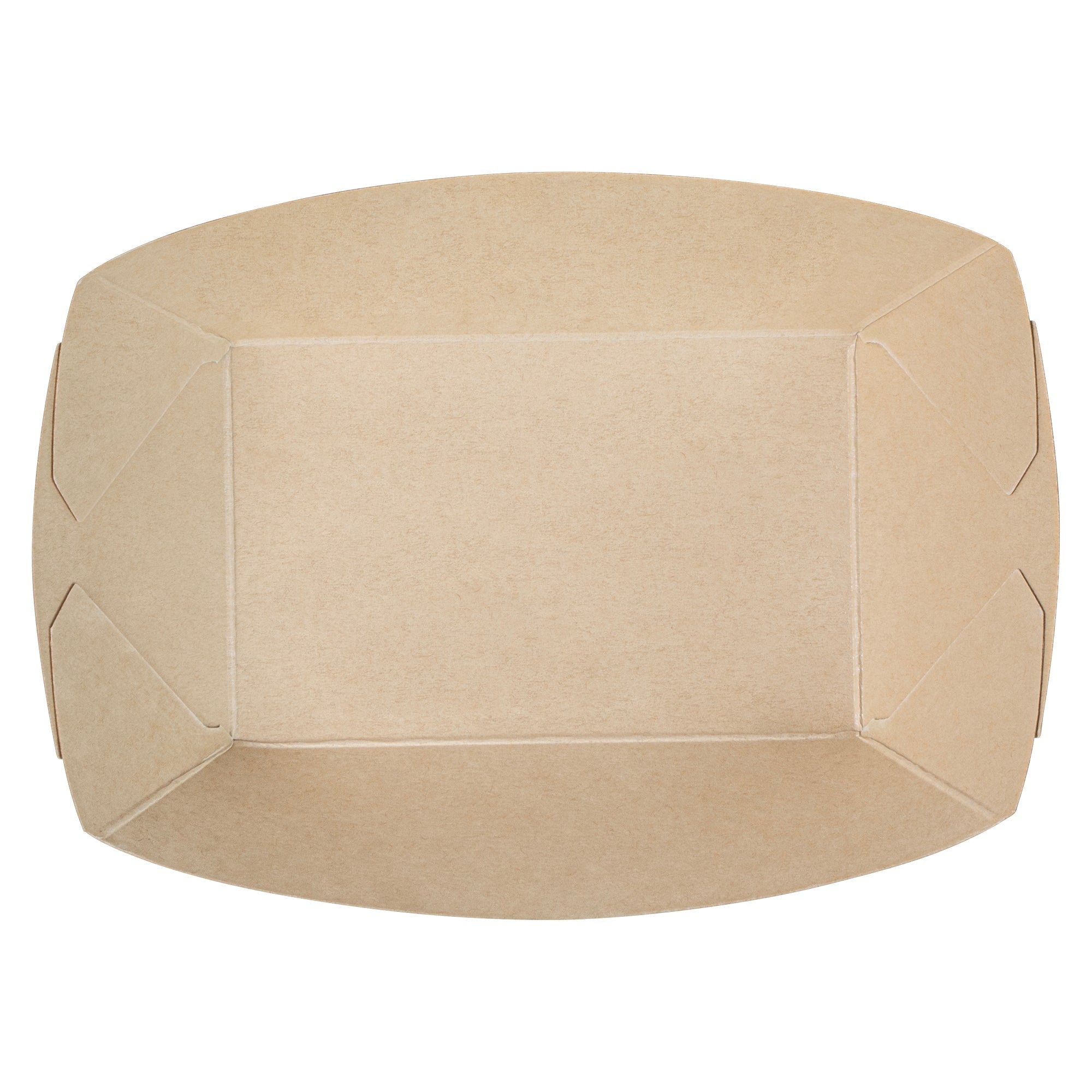 Sustain 1/2 lb Bamboo Paper #50 Food Tray / Boat - with PLA Lining, Compostable - 4 1/4" x 2 3/4" x 1 1/2" - 400 count box