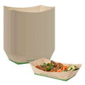 Sustain 2 lb Bamboo Paper #200 Food Tray / Boat - with PLA Lining, Compostable - 6 1/2" x 3 3/4" x 2 1/4" - 200 count box