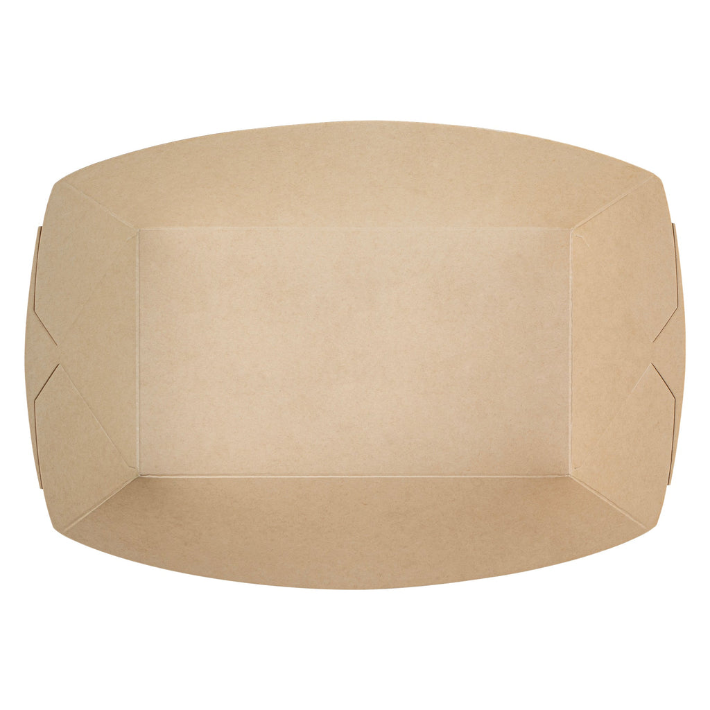 Sustain 2 lb Bamboo Paper #200 Food Tray / Boat - with PLA Lining, Compostable - 6 1/2" x 3 3/4" x 2 1/4" - 50 count box