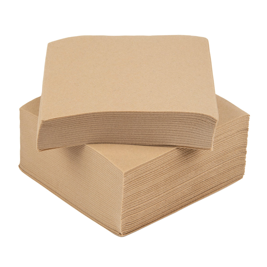 Luxenap Square Kraft Paper Linen-Feel Cocktail Napkin - Air Laid - 9 1/2" x 9 1/2" - 50 count box
