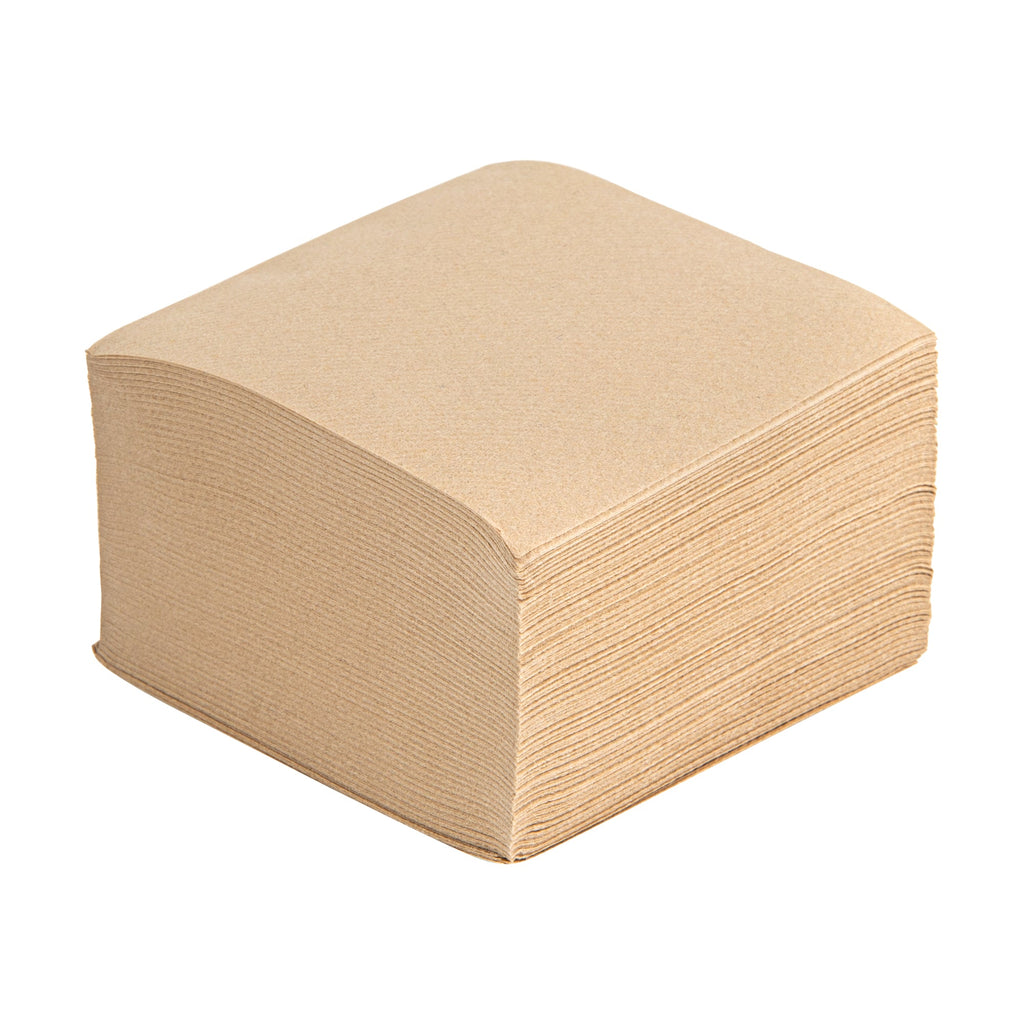 Luxenap Square Kraft Paper Linen-Feel Cocktail Napkin - Air Laid - 9 1/2" x 9 1/2" - 50 count box