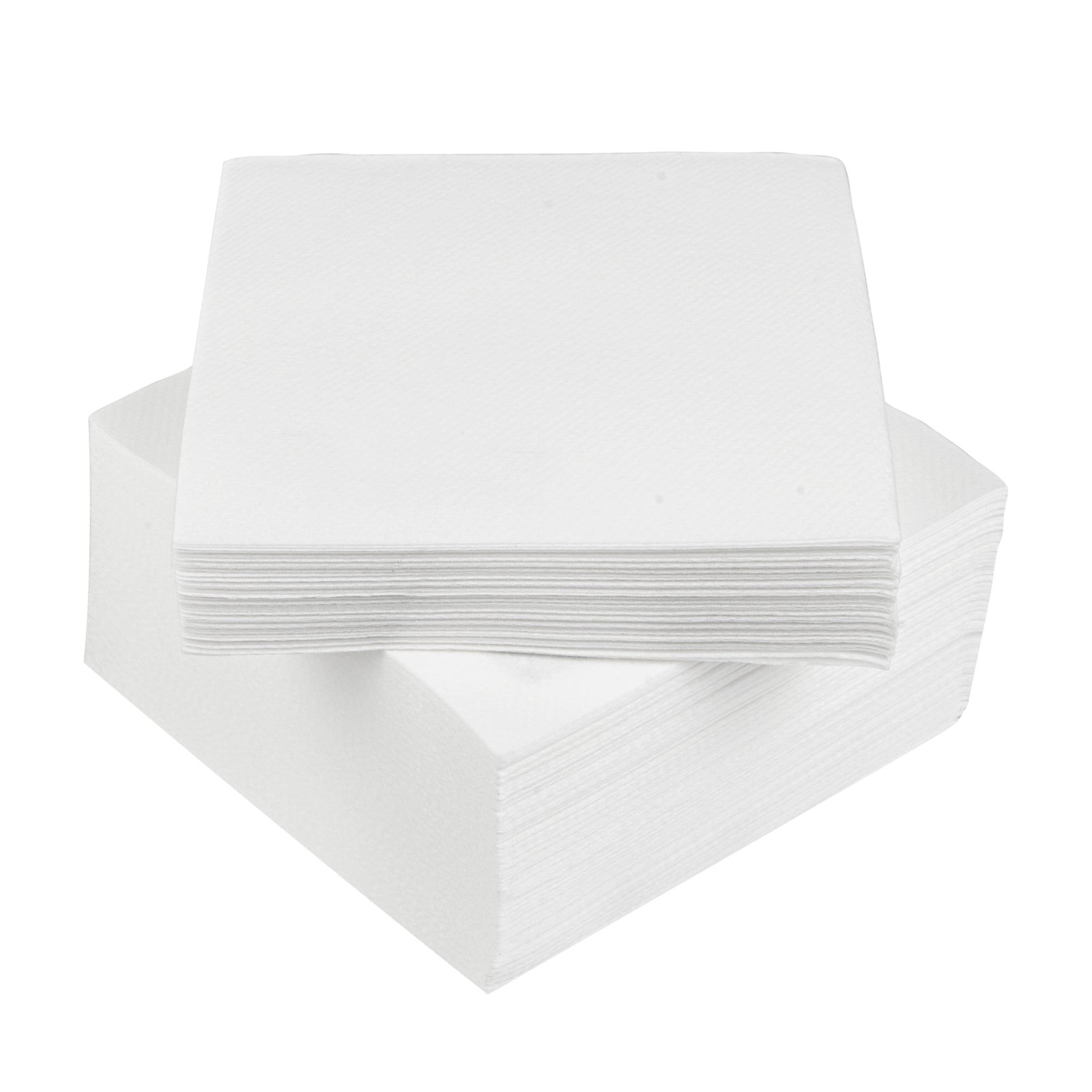 Luxenap Square White Paper Linen-Feel Cocktail Napkin - Air Laid - 9 1/2" x 9 1/2" - 50 count box