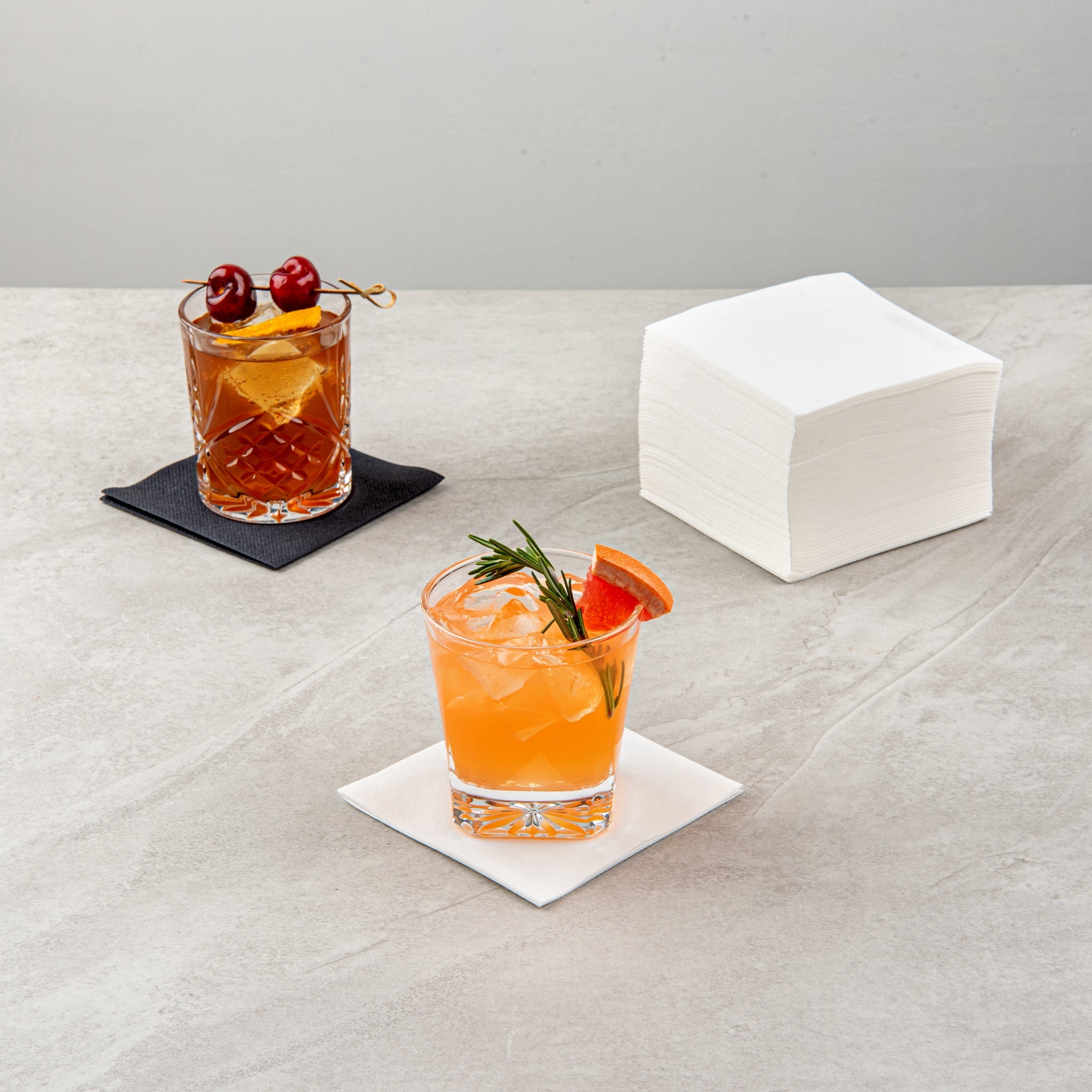 Luxenap Square White Paper Linen-Feel Cocktail Napkin - Air Laid - 9 1/2" x 9 1/2" - 50 count box